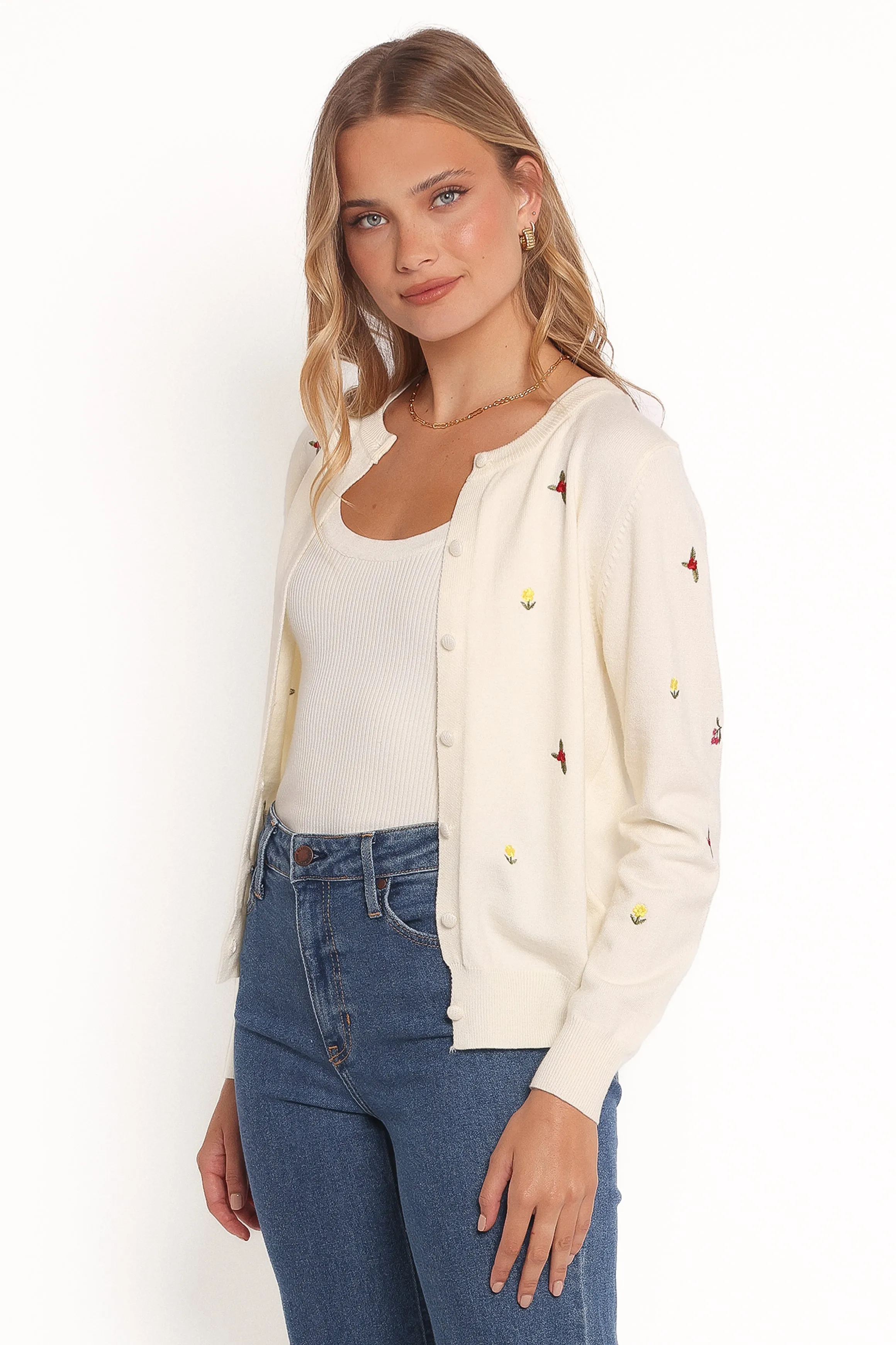 Millen Flower Embroidery Cardigan - Cream sold by Petal & Pup product image thumbnail 4