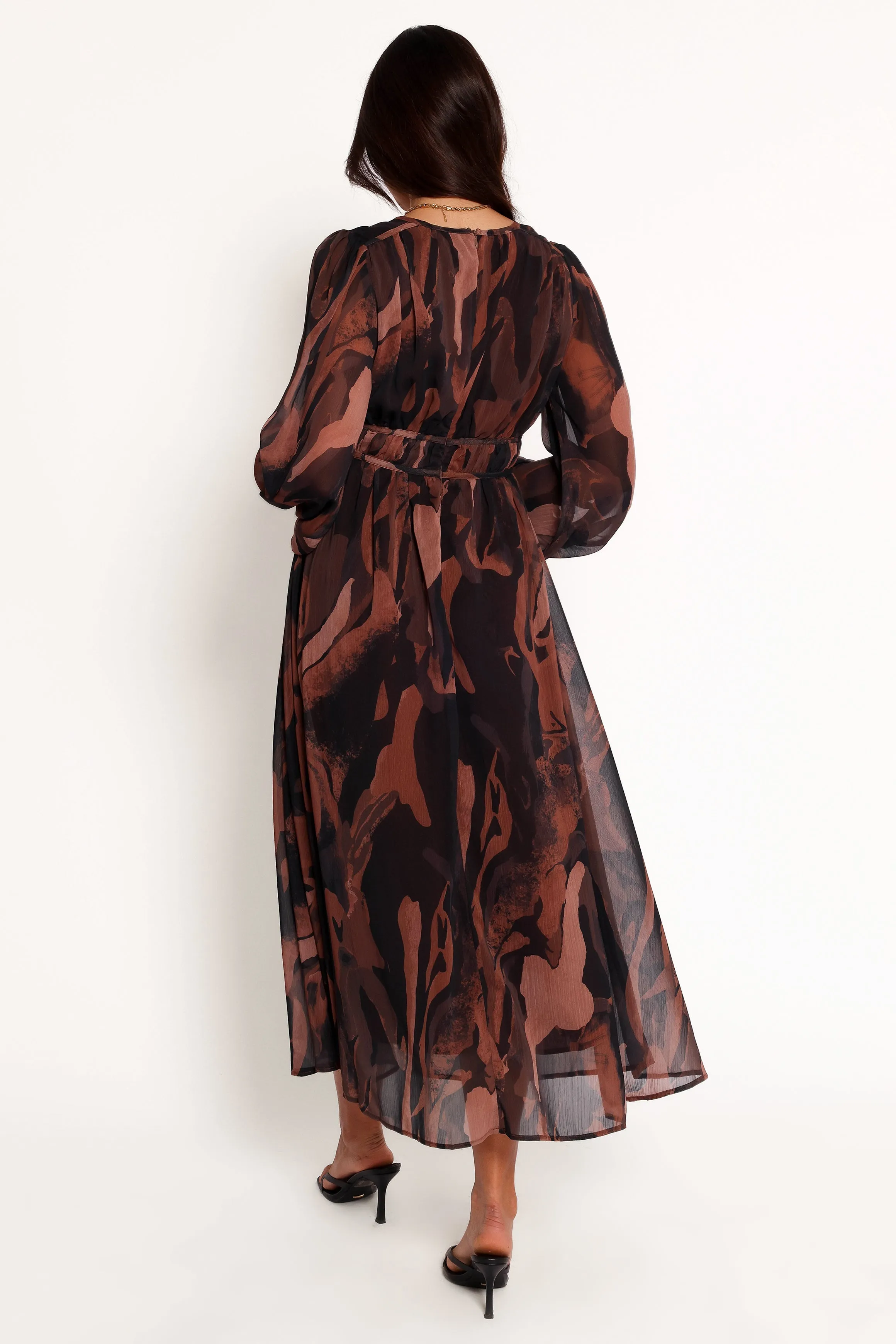 Blayze Long Sleeve Maxi Dress - Brown Print sold by Petal & Pup product image thumbnail 4