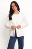 Darian Lace Knit Single Button Blazer - Off White sold by Petal & Pup