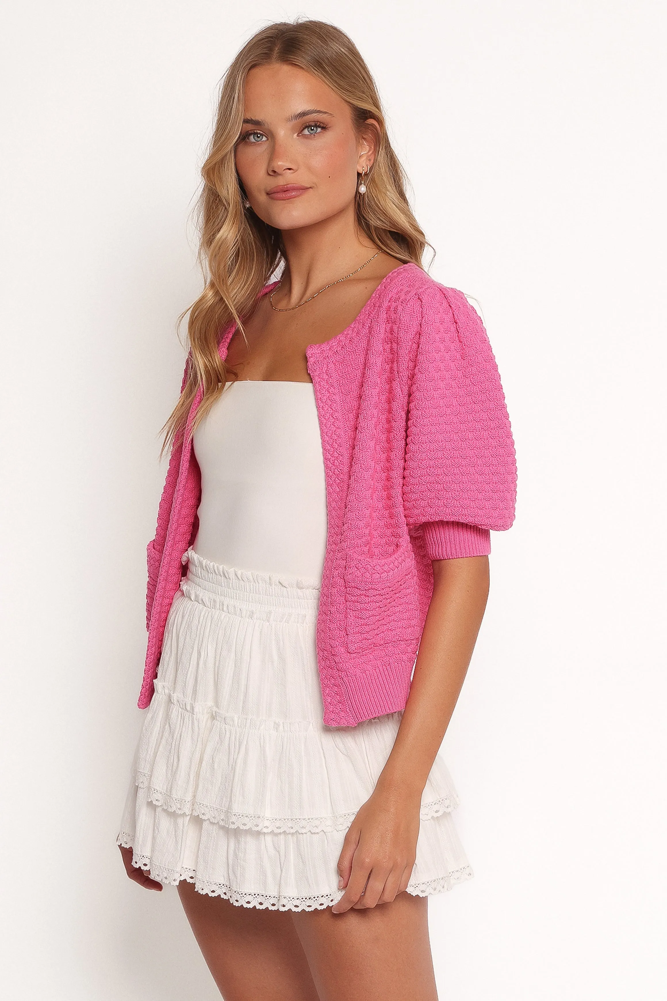 Greer Quarter Sleeve Cardigan - Hot Pink sold by Petal & Pup product image thumbnail 4