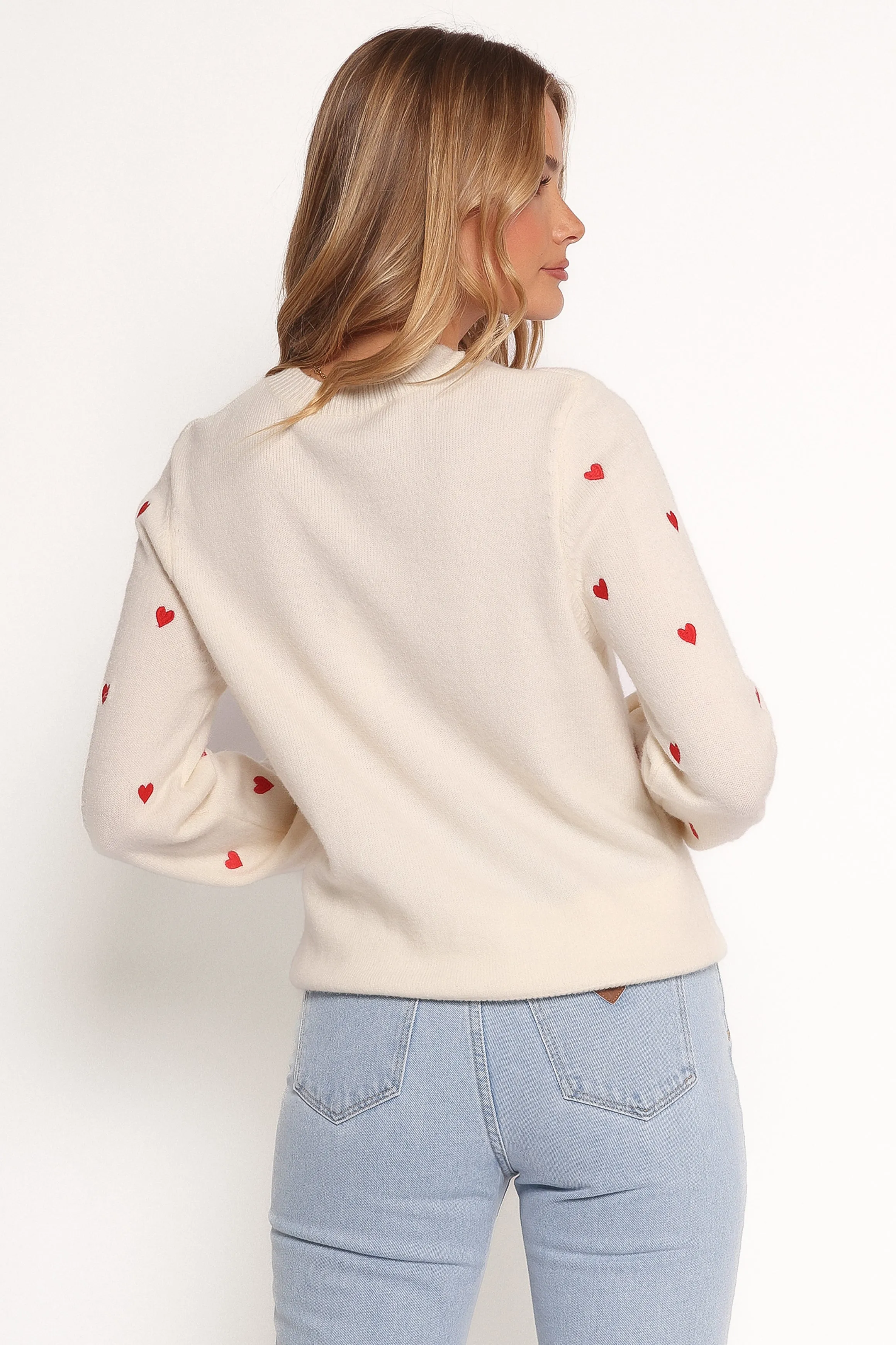 Xadie All Over Mini Heart Sweater - Cream/Red sold by Petal & Pup product image thumbnail 5