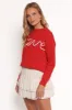 Love Embroidered Knit Sweater - Red sold by Petal & Pup