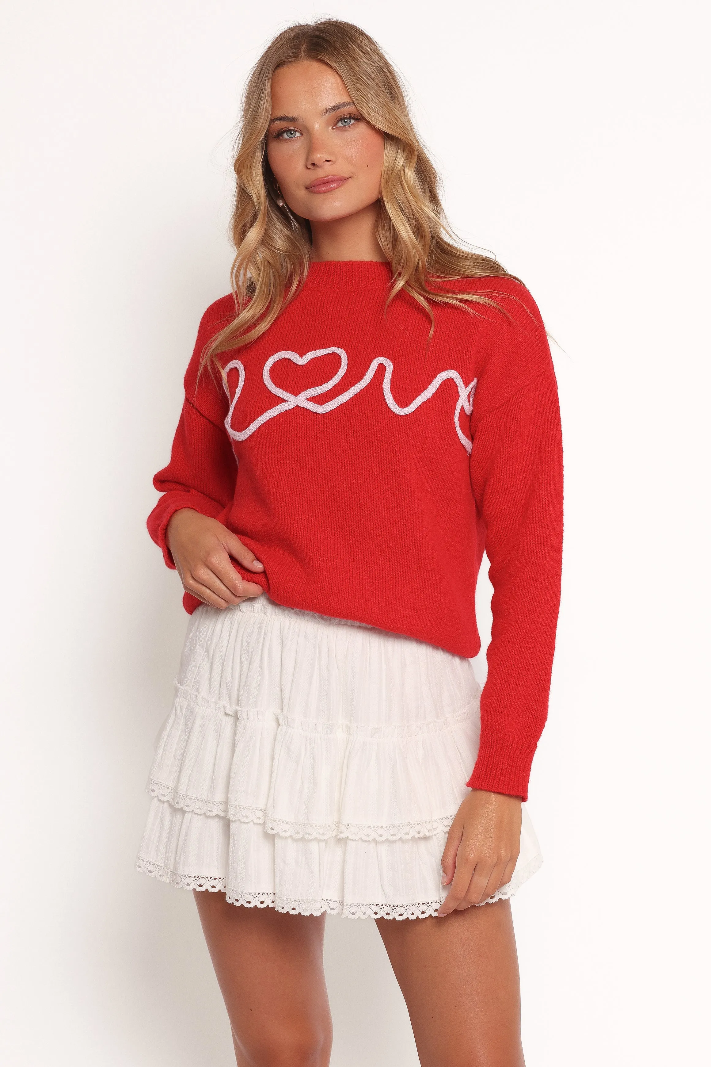 Love Embroidered Knit Sweater - Red sold by Petal & Pup product image thumbnail 2
