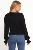 Zana Ribbed Ruffle Cuff Knit Sweater - Black sold by Petal & Pup