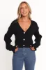 Zana Ribbed Ruffle Cuff Knit Sweater - Black sold by Petal & Pup