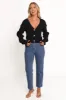 Zana Ribbed Ruffle Cuff Knit Sweater - Black sold by Petal & Pup