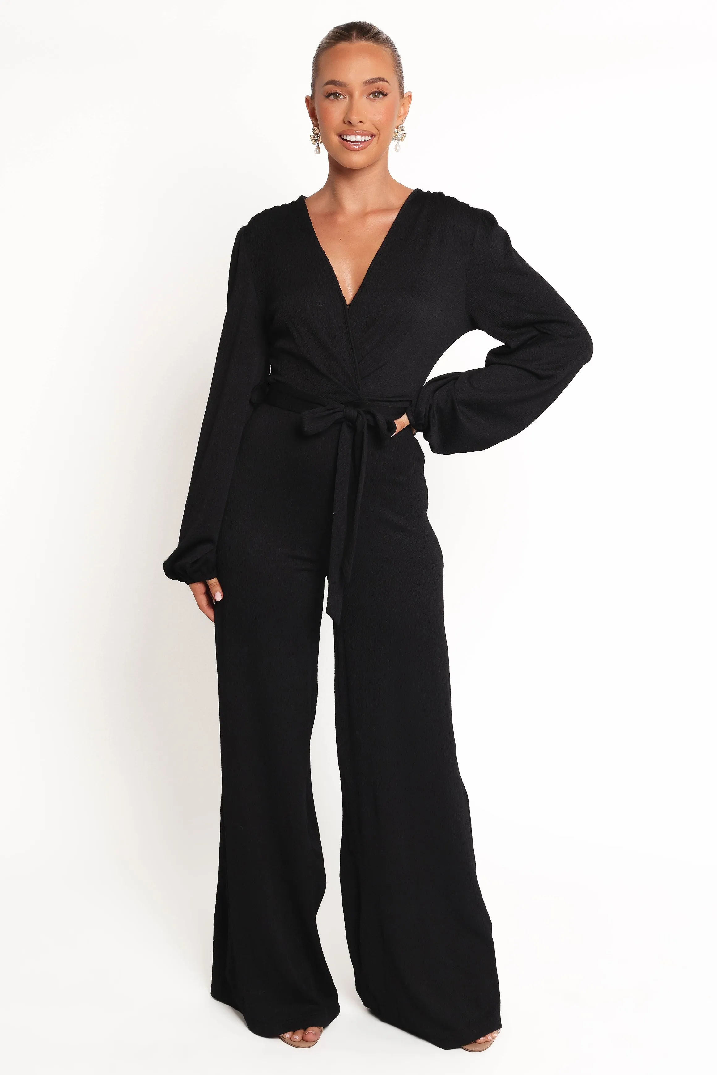 Yelena Long Sleeve Jumpsuit - Black sold by Petal & Pup