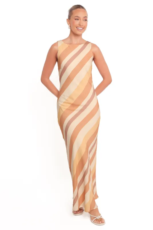 Flavia Maxi Dress - Brown Stripe sold by Petal & Pup