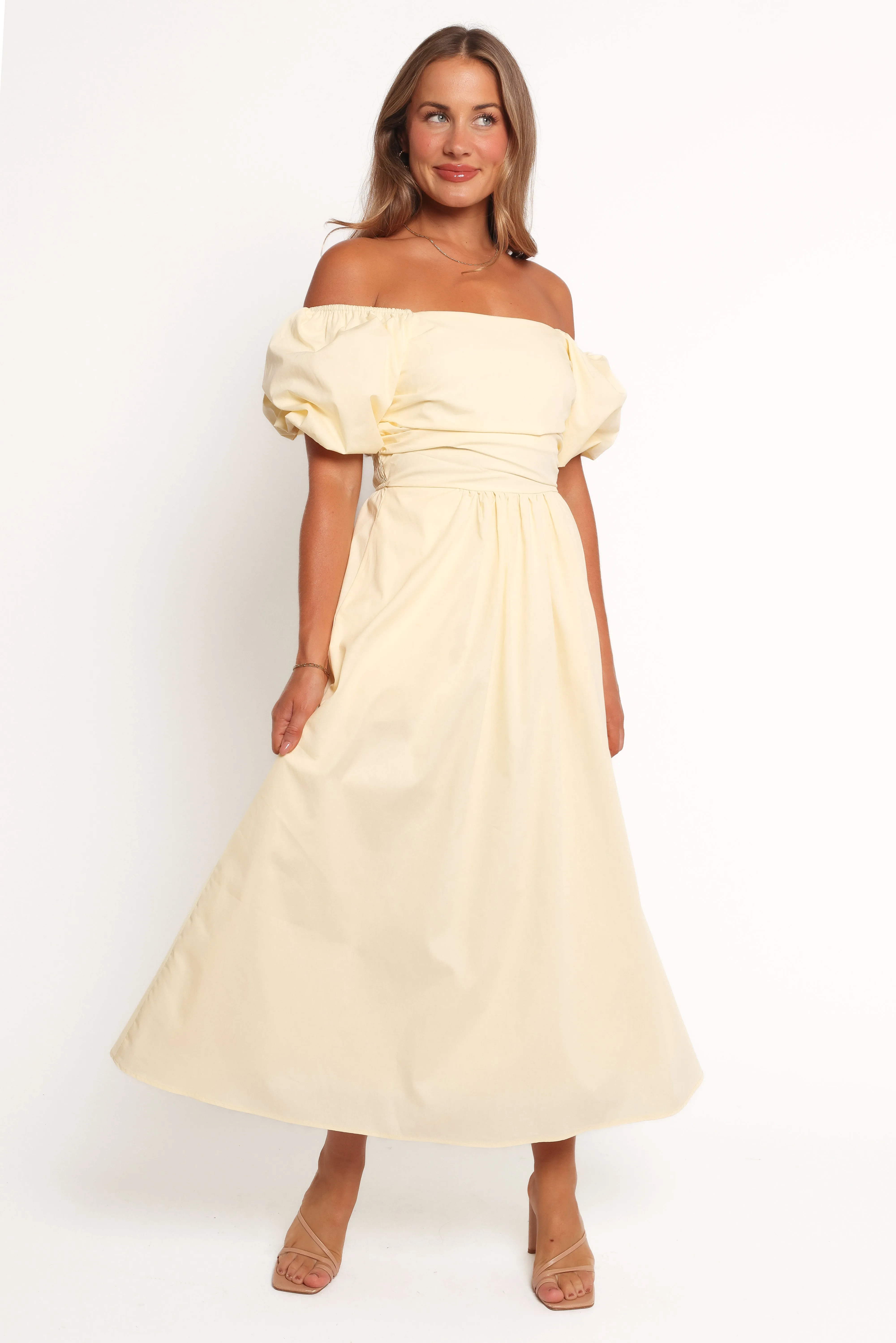 Clo Puff Sleeve Dress - Yellow sold by Petal & Pup