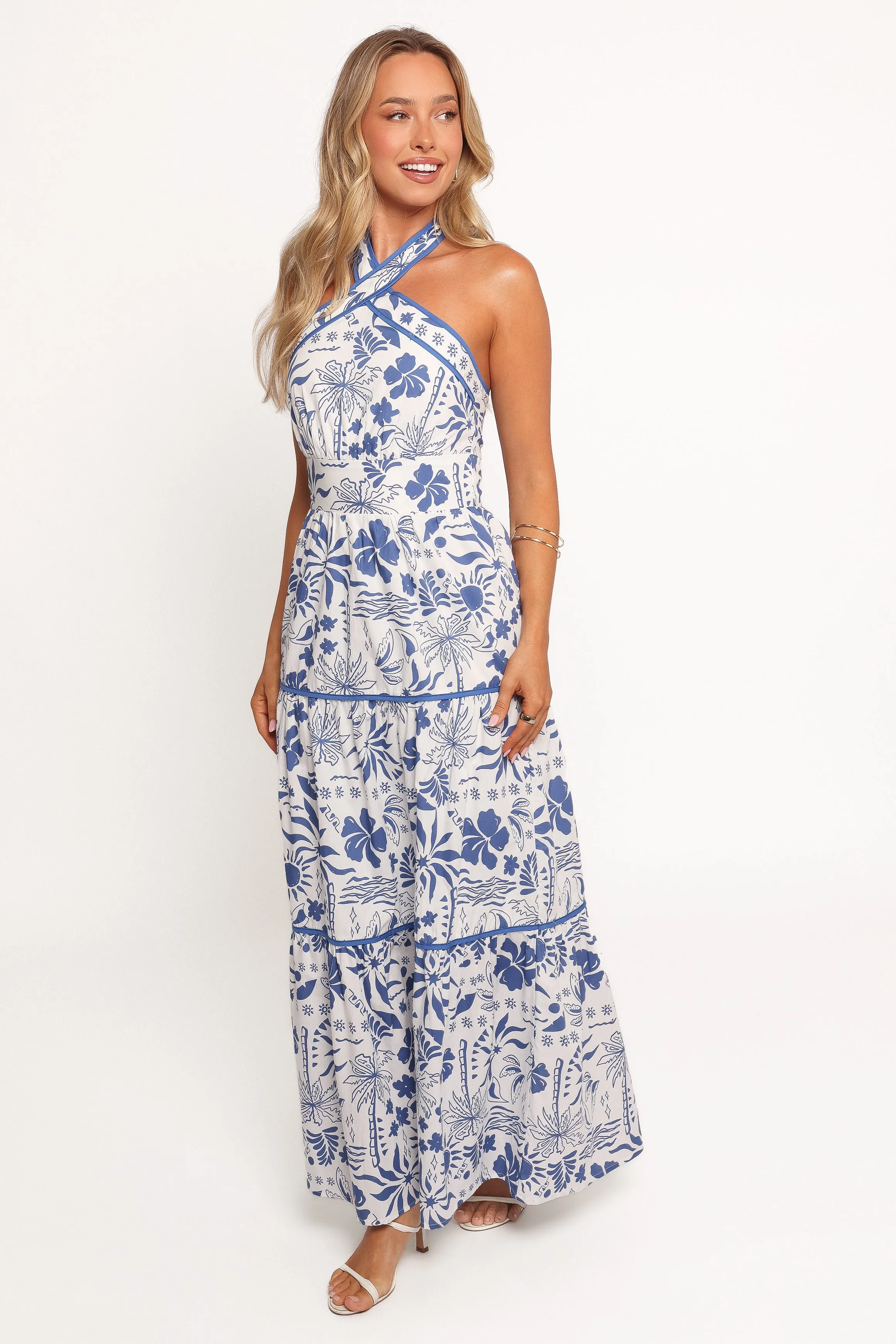 Fernanda Halterneck Maxi Dress - Blue Tropical sold by Petal & Pup product image thumbnail 3