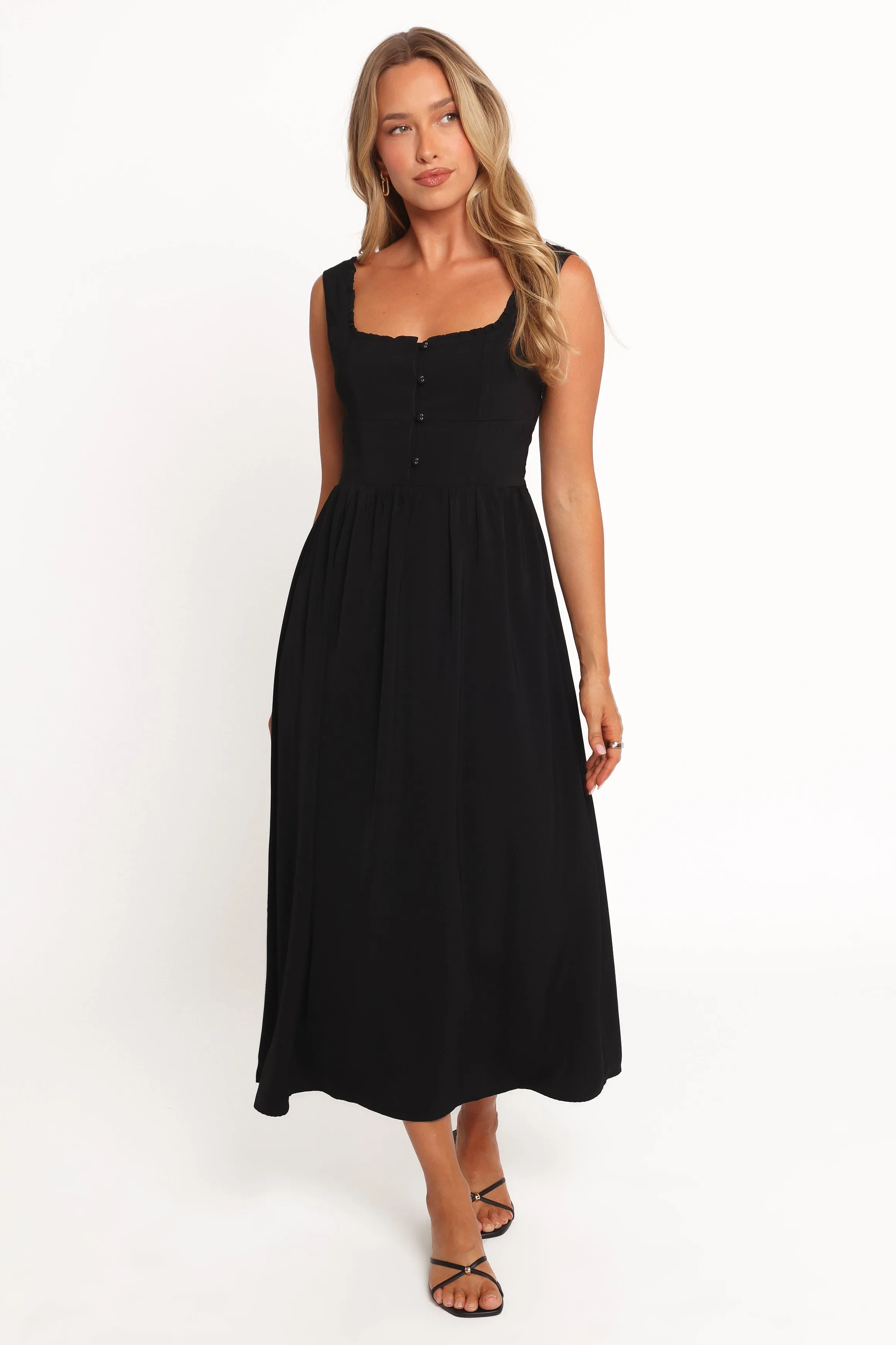 Melrose Midi Dress - Black sold by Petal & Pup