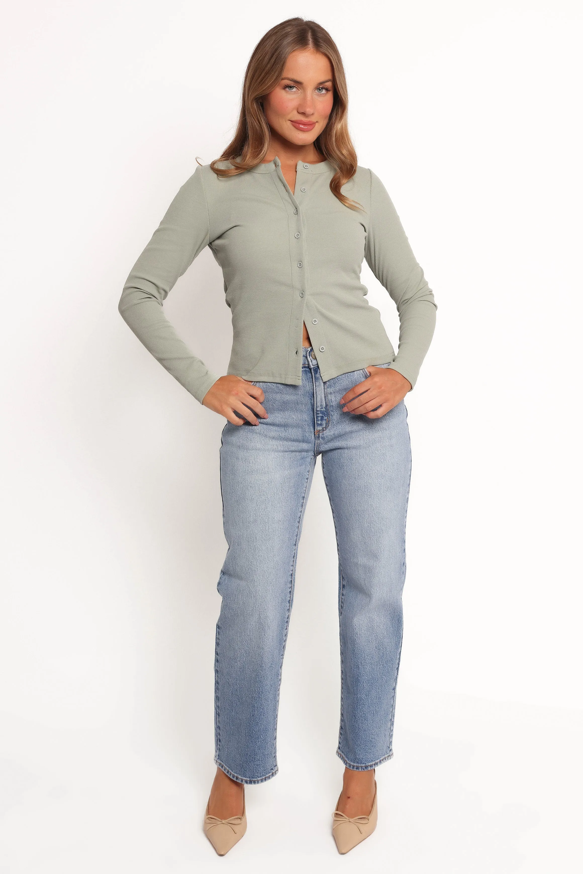 Wendi Cardigan Top - Khaki sold by Petal & Pup product image thumbnail 2