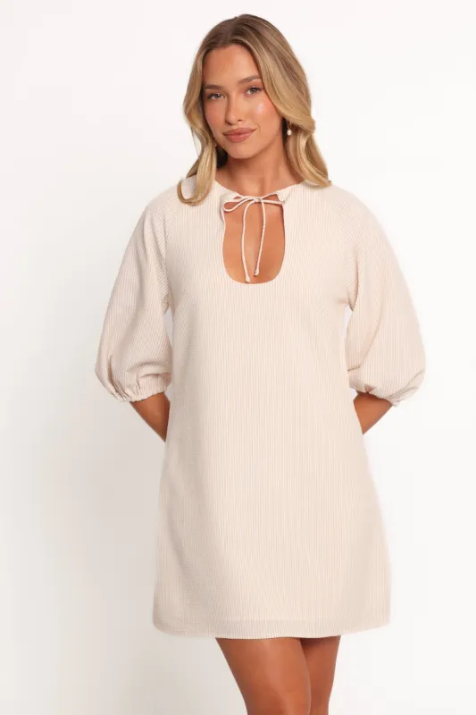 Sidney Mini Dress - Tan Stripe sold by Petal & Pup