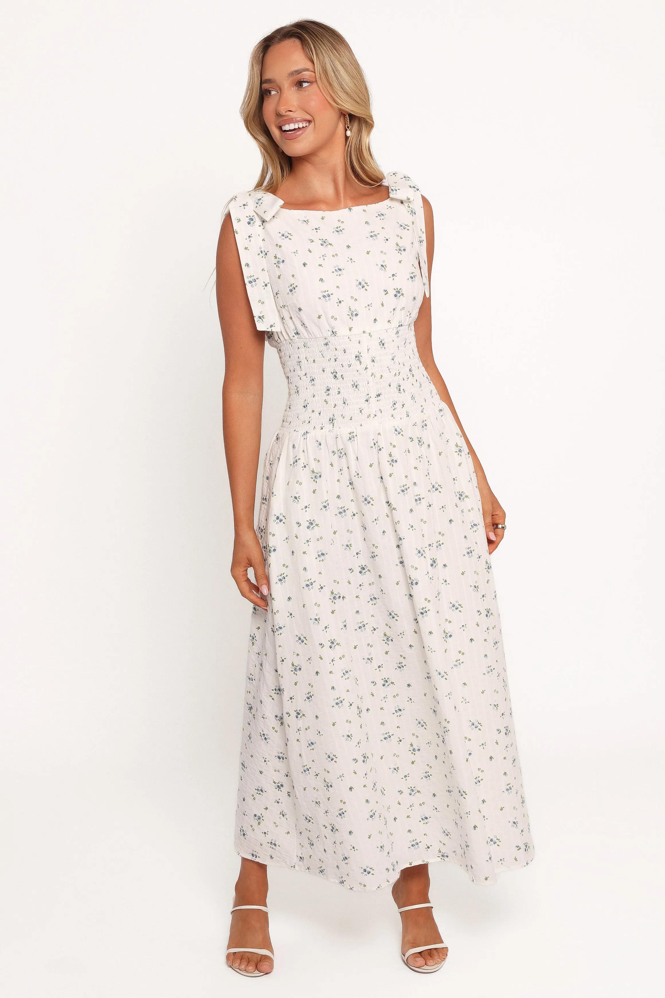 Leticia Midi Dress - Blue Ditsy Floral sold by Petal & Pup