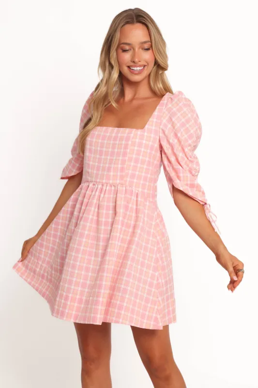 Siena Mini Dress - Pink Check sold by Petal & Pup