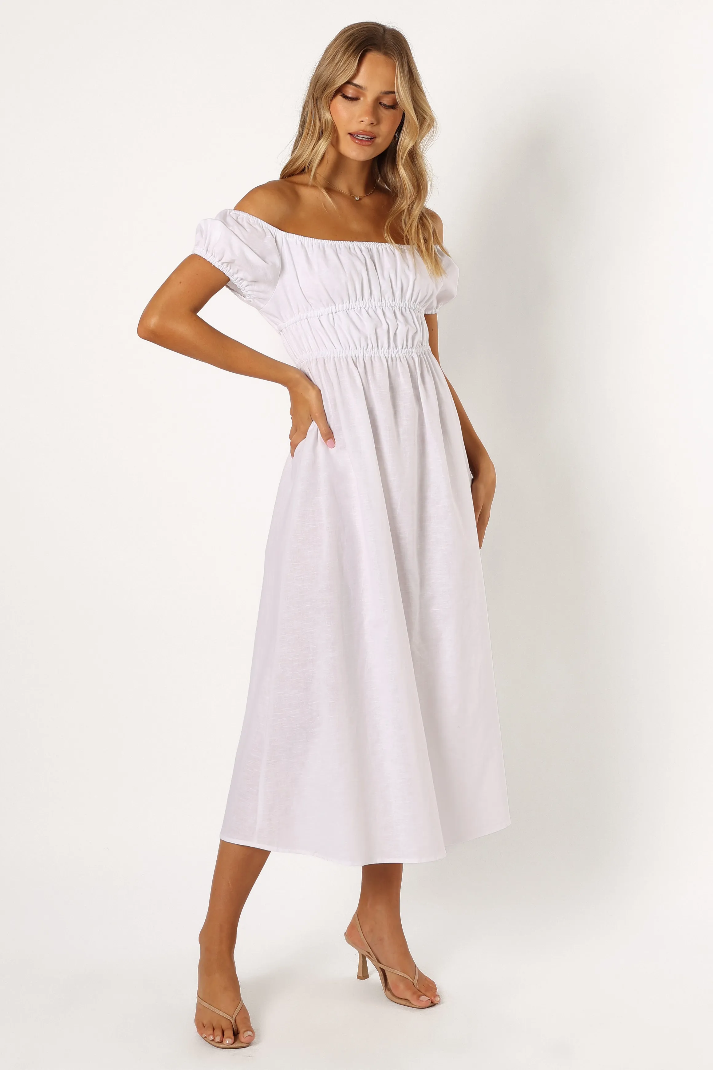 Sofia Off Shoulder Maxi Dress - White sold by Petal & Pup product image thumbnail 5