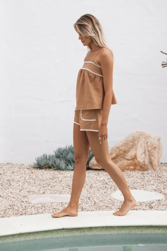 Lila Short Set - Tan White sold by Petal & Pup