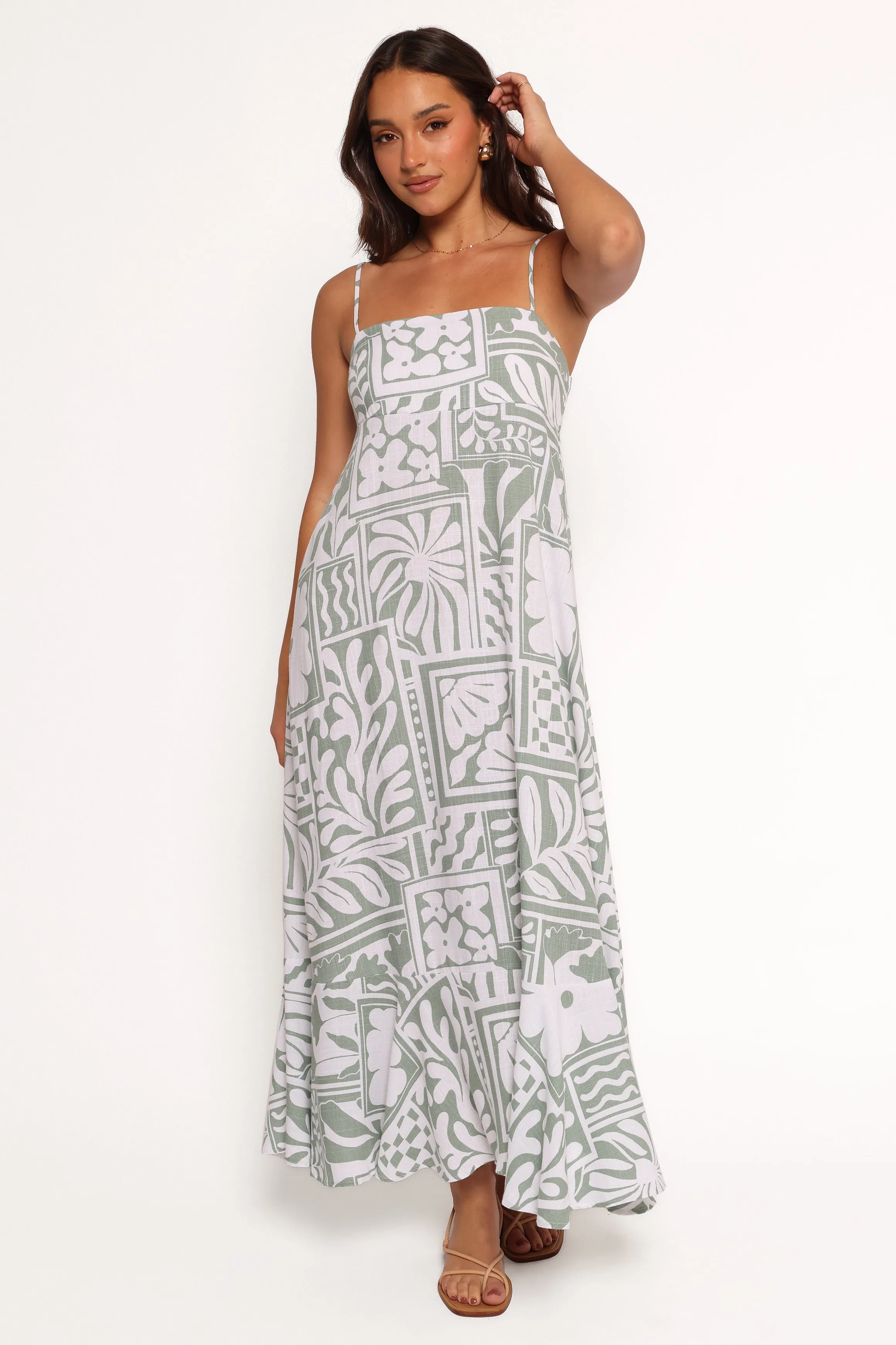 Kelsie Midi Dress - Sage Print sold by Petal & Pup