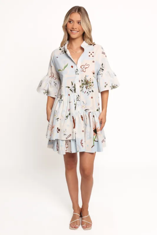 Marguerite Mini Dress - Blue Floral sold by Petal & Pup