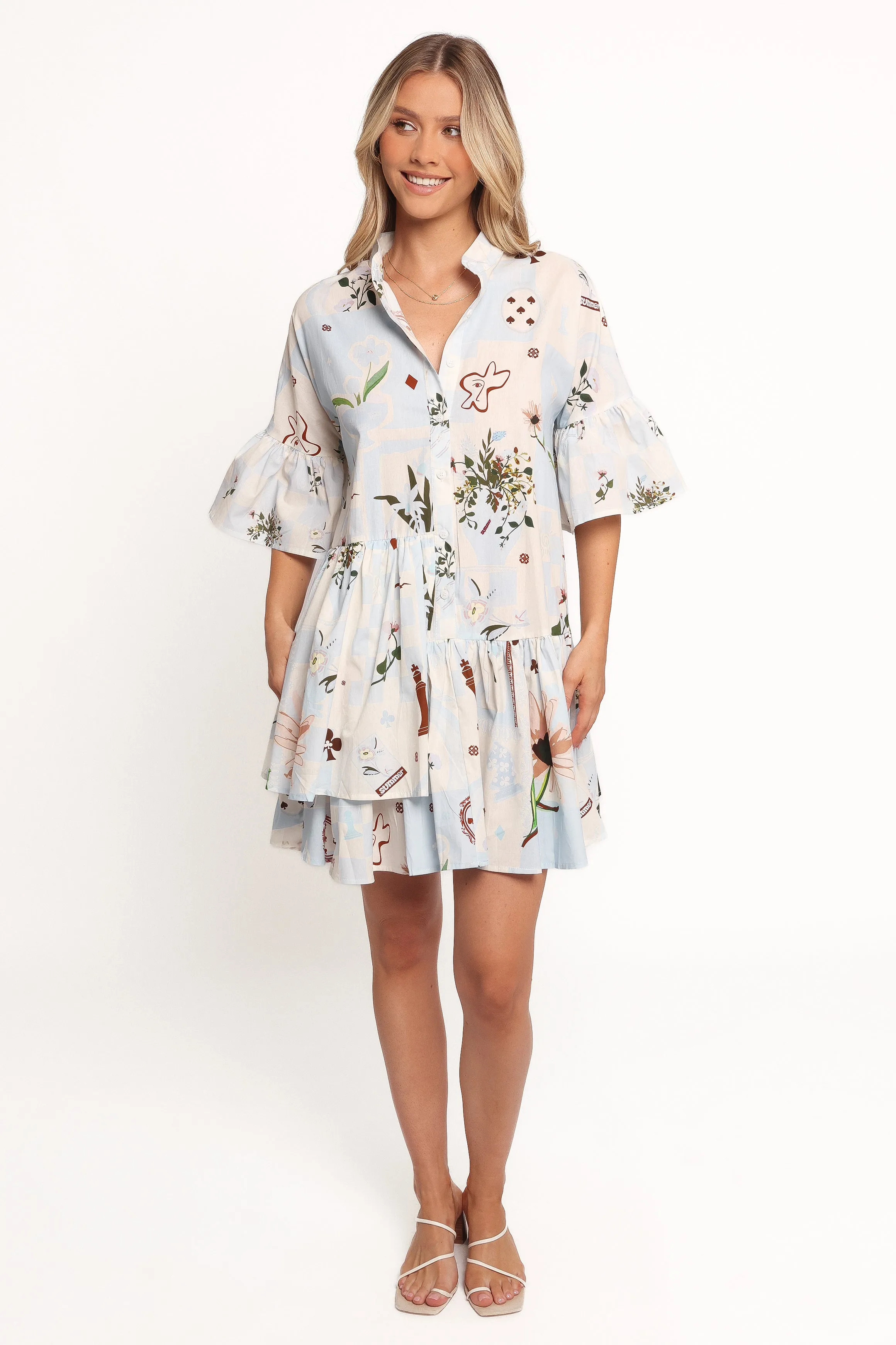 Marguerite Mini Dress - Blue Floral sold by Petal & Pup