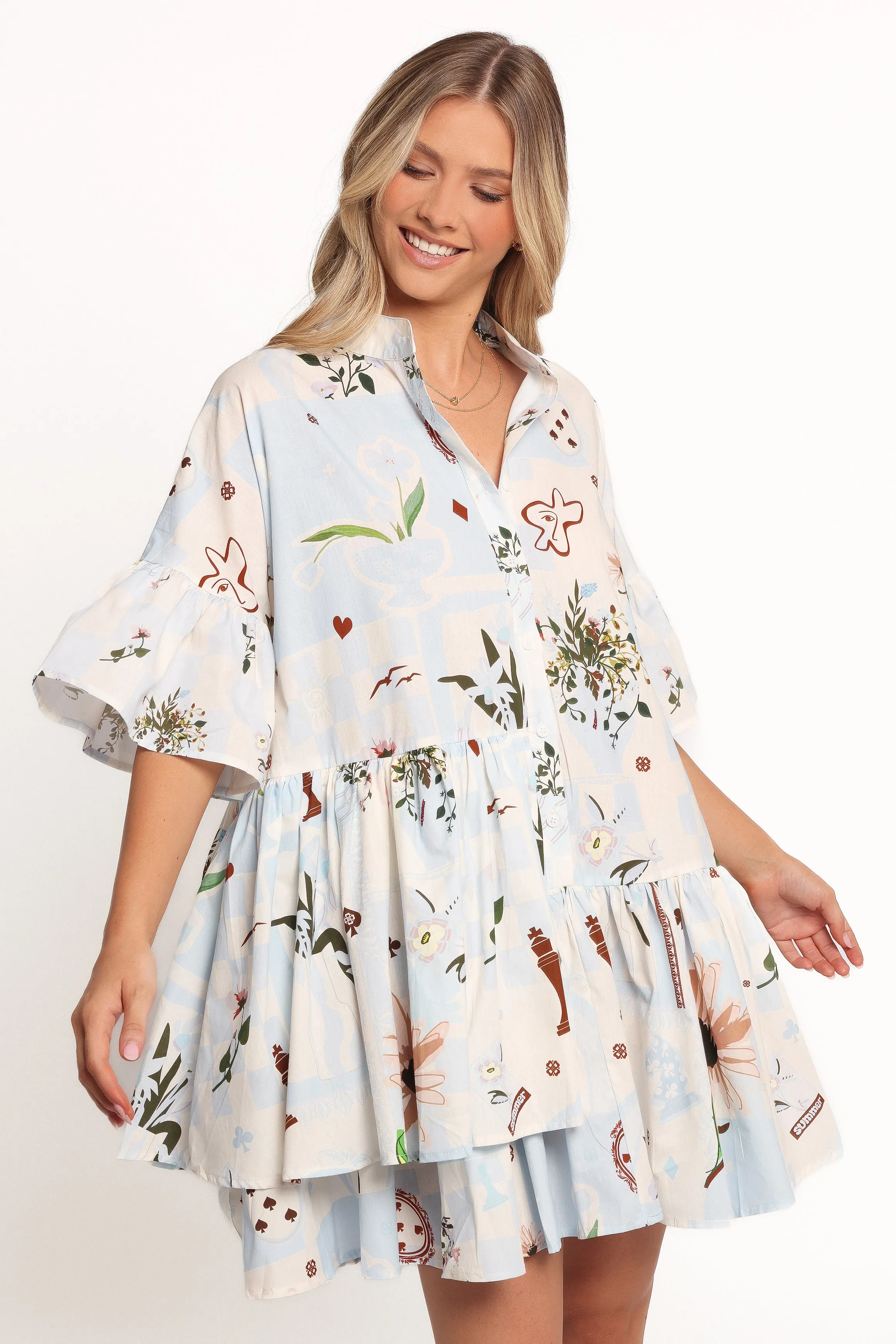 Marguerite Mini Dress - Blue Floral sold by Petal & Pup product image thumbnail 2