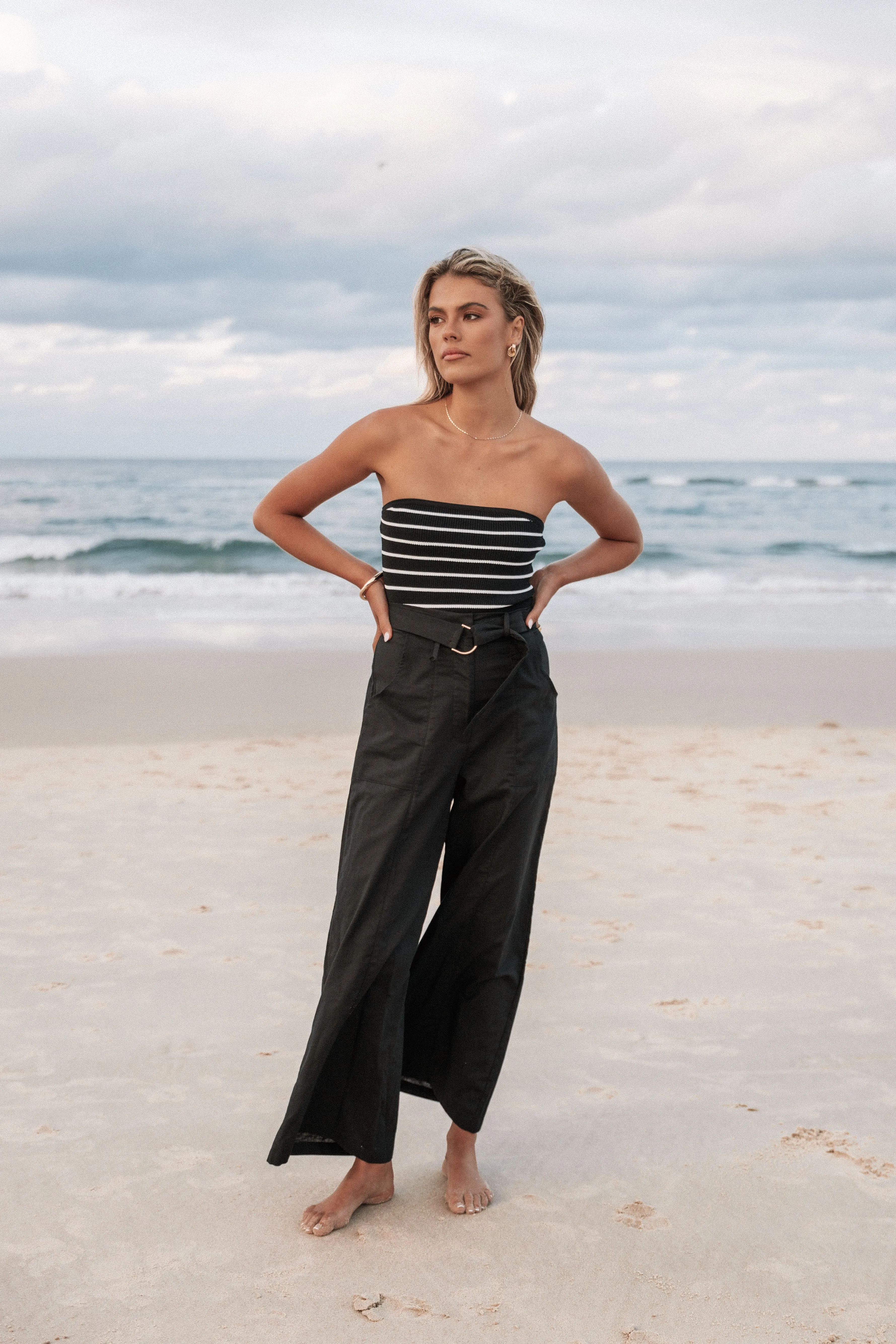 Tegan Knit Top - Black Stripe sold by Petal & Pup product image thumbnail 2