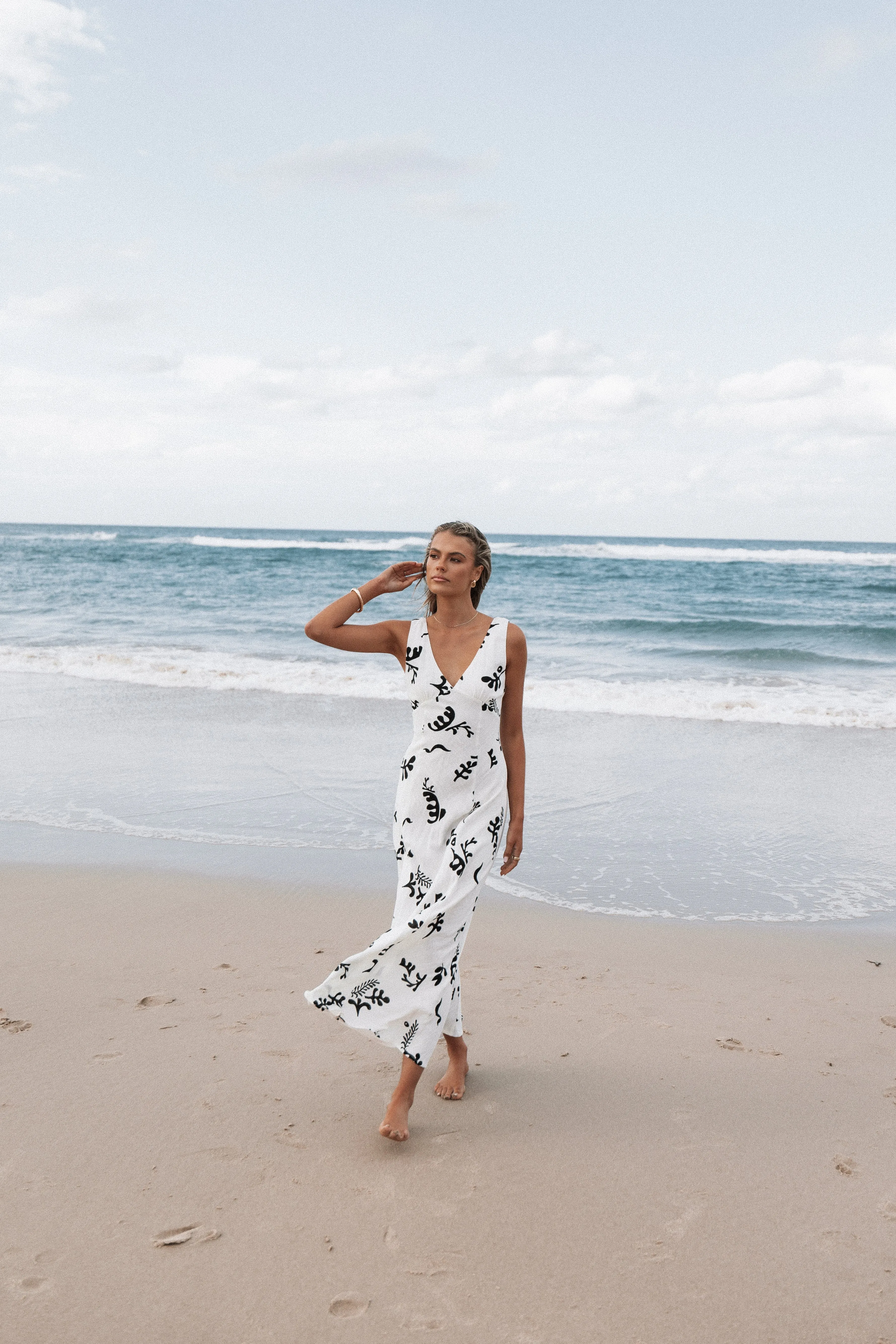 Tulsi Midi Dress - Off White Print sold by Petal & Pup