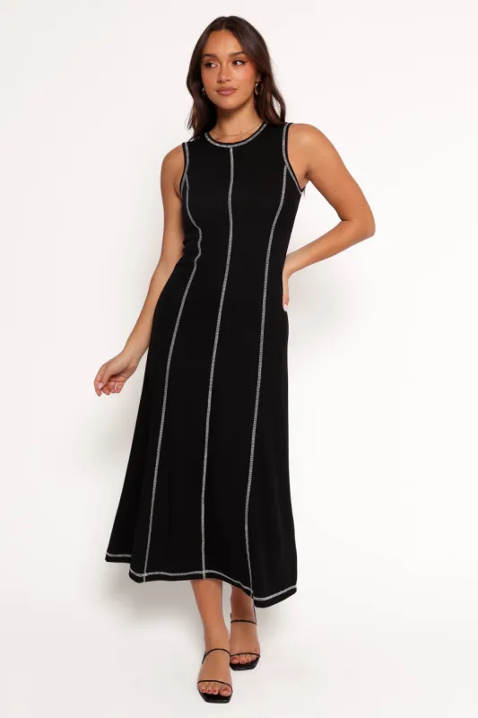 Kyrie Midi Dress - Black White sold by Petal & Pup