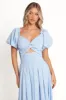 Cintra Puff Sleeve Maxi Dress - Blue sold by Petal & Pup