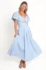 Cintra Puff Sleeve Maxi Dress - Blue sold by Petal & Pup