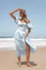 Cintra Puff Sleeve Maxi Dress - Blue sold by Petal & Pup