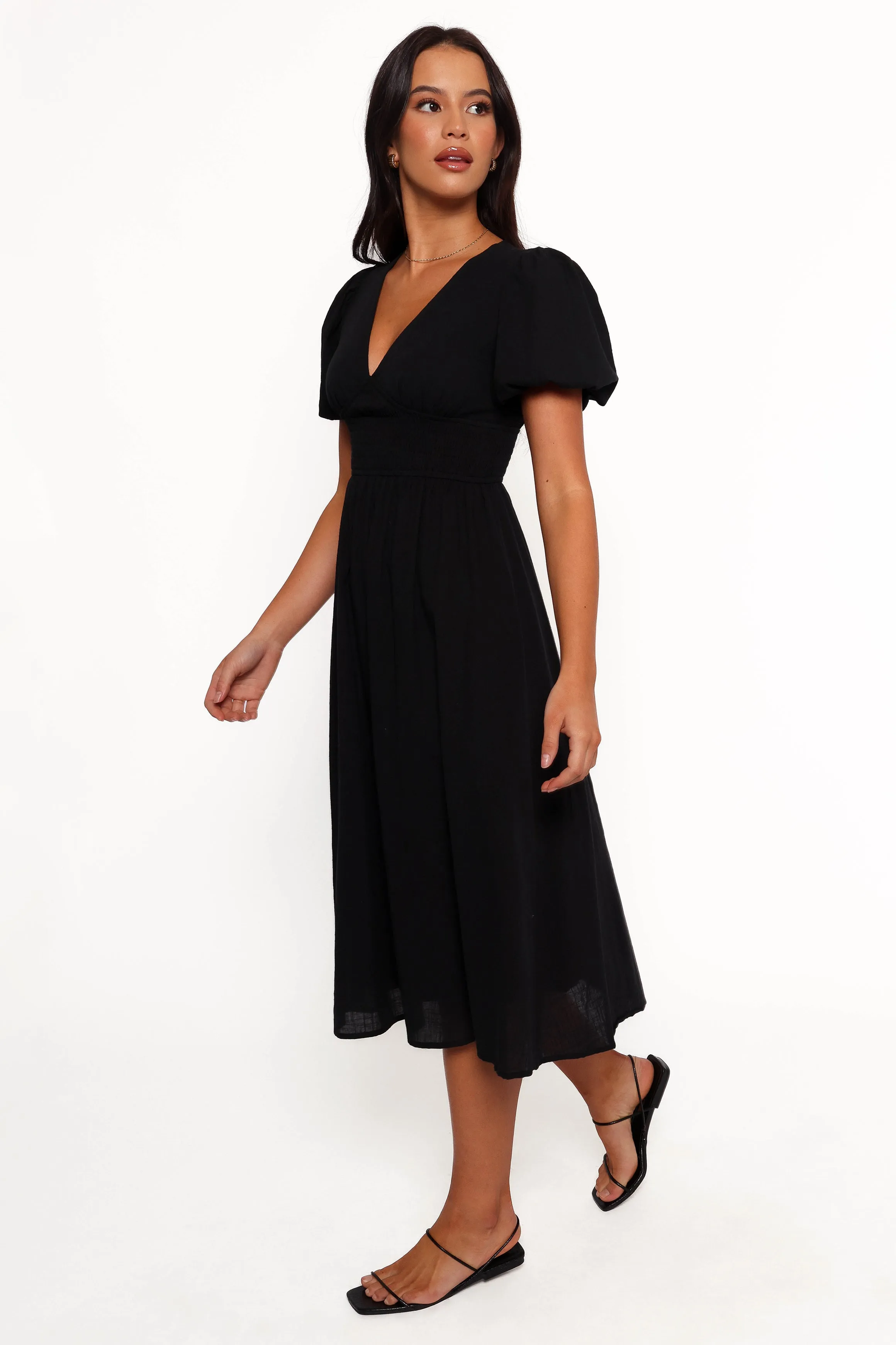 Ronnie Short Sleeve Midi Dress - Black sold by Petal & Pup product image thumbnail 3
