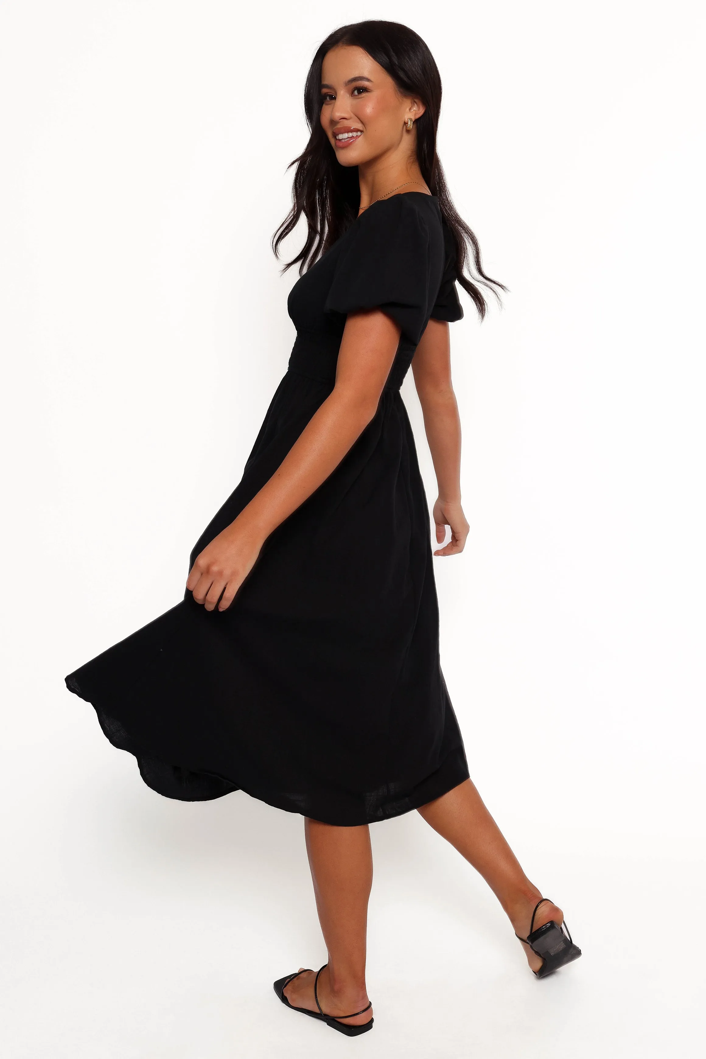 Ronnie Short Sleeve Midi Dress - Black sold by Petal & Pup product image thumbnail 4