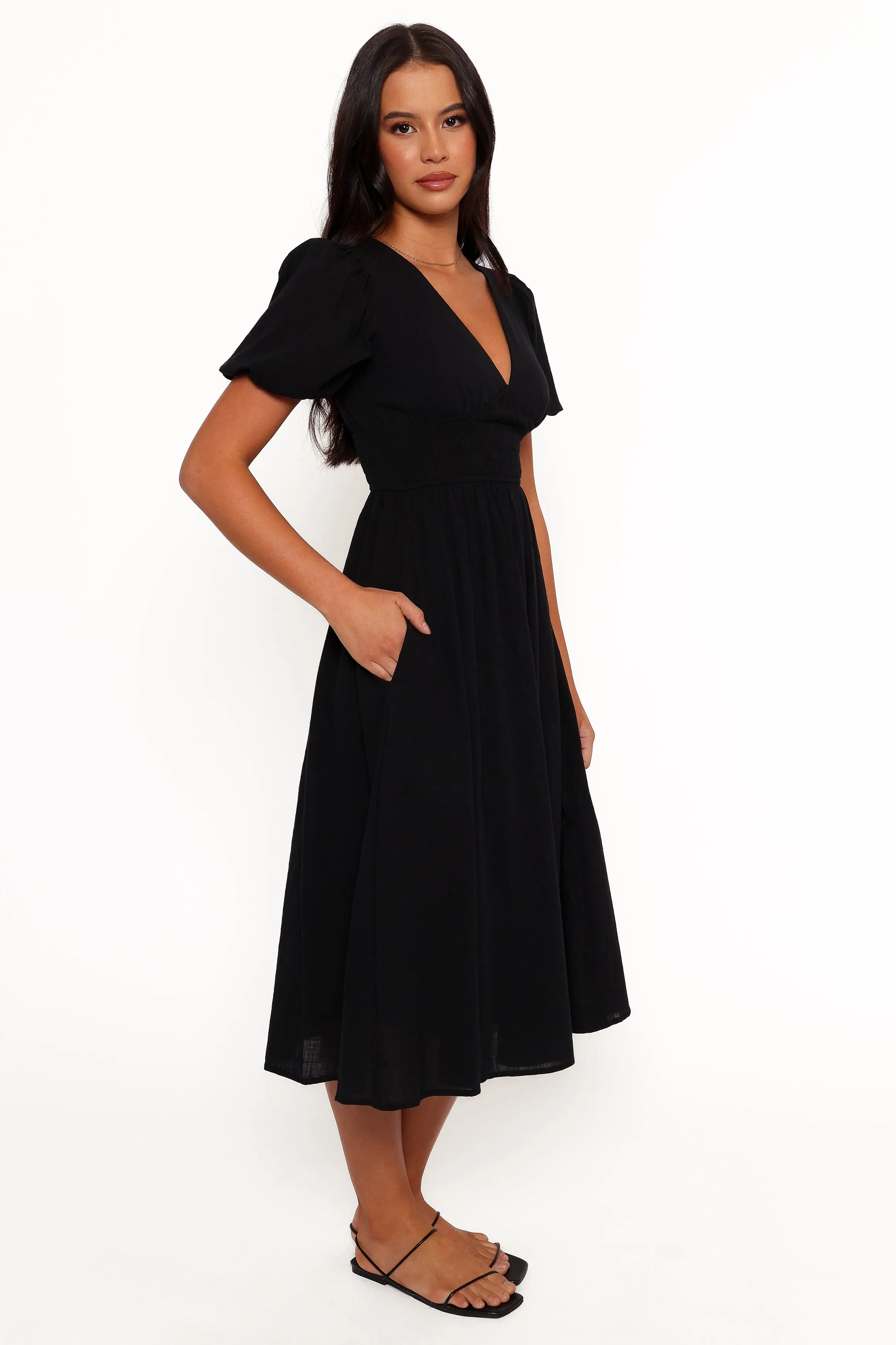 Ronnie Short Sleeve Midi Dress - Black sold by Petal & Pup product image thumbnail 5