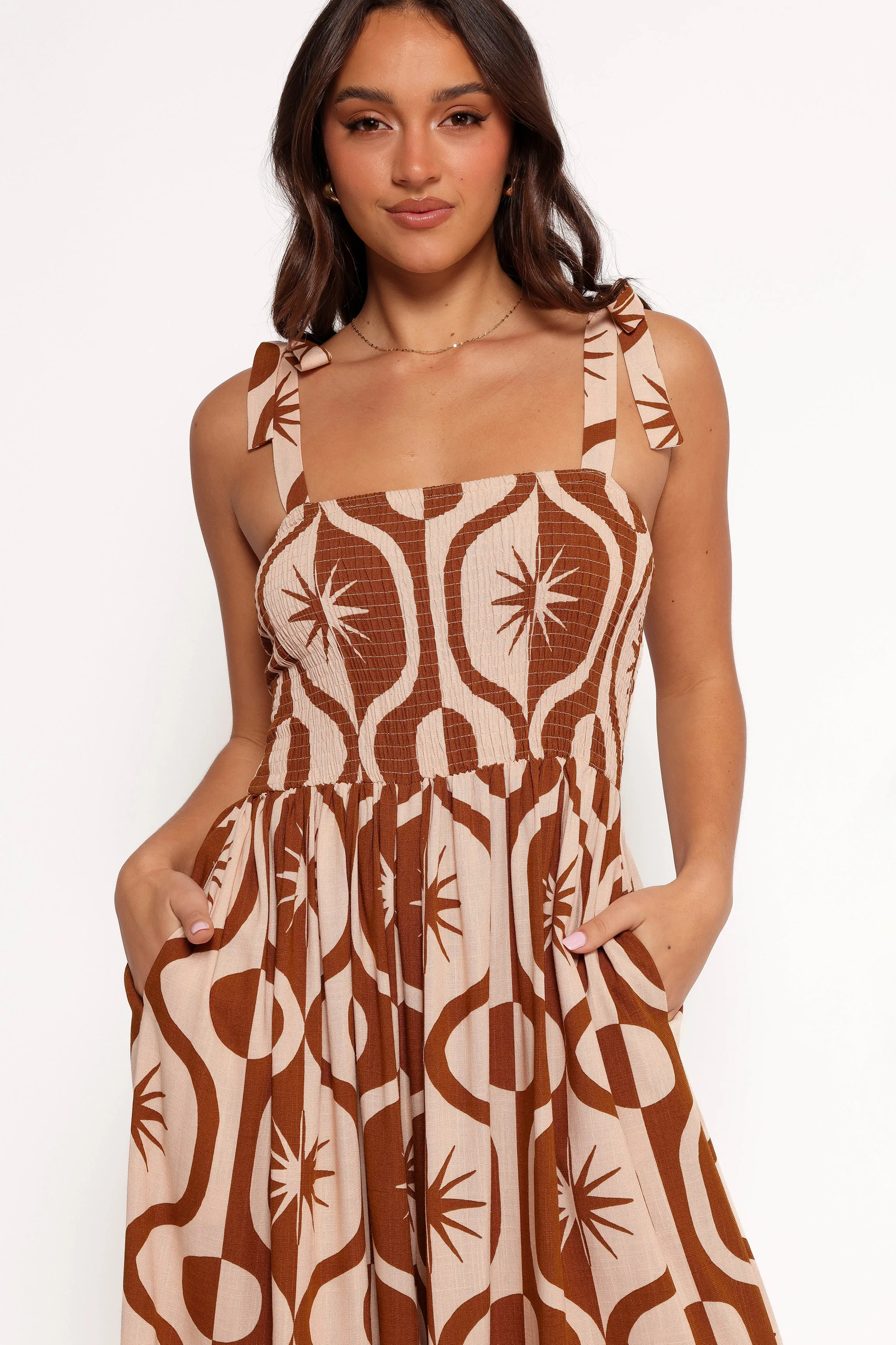 Ginelle Jumpsuit - Tan Print sold by Petal & Pup product image thumbnail 4