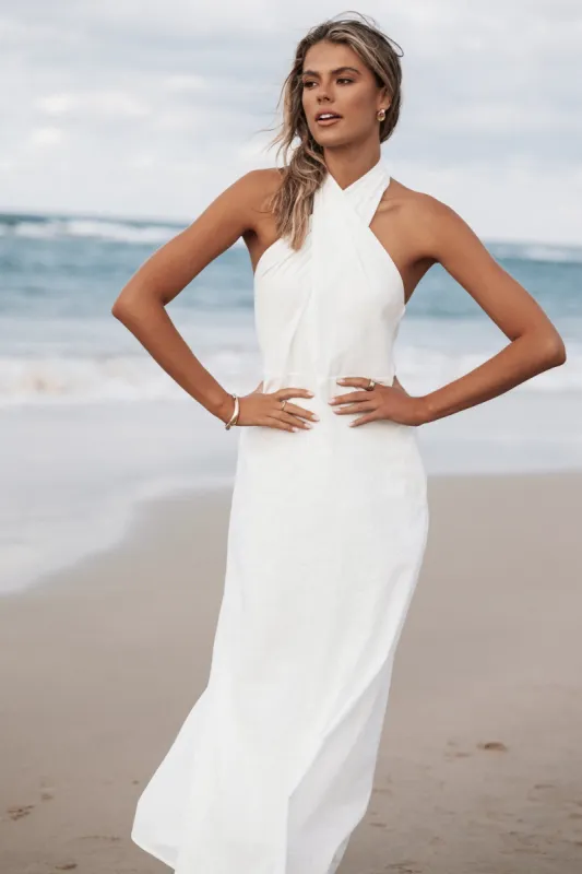 Betsy Halterneck Maxi Dress - White sold by Petal & Pup