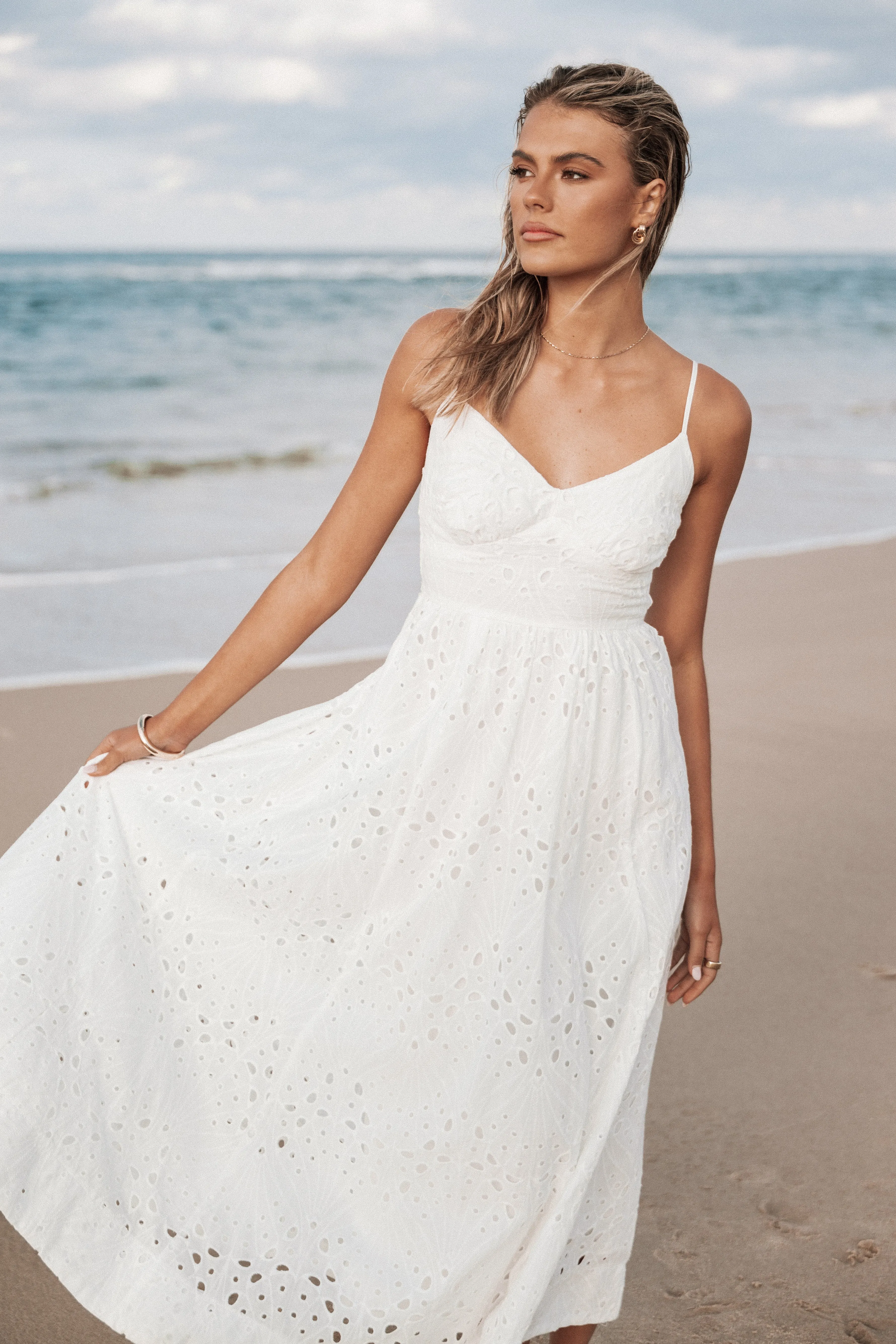 Yasmin Midi Dress - White sold by Petal & Pup