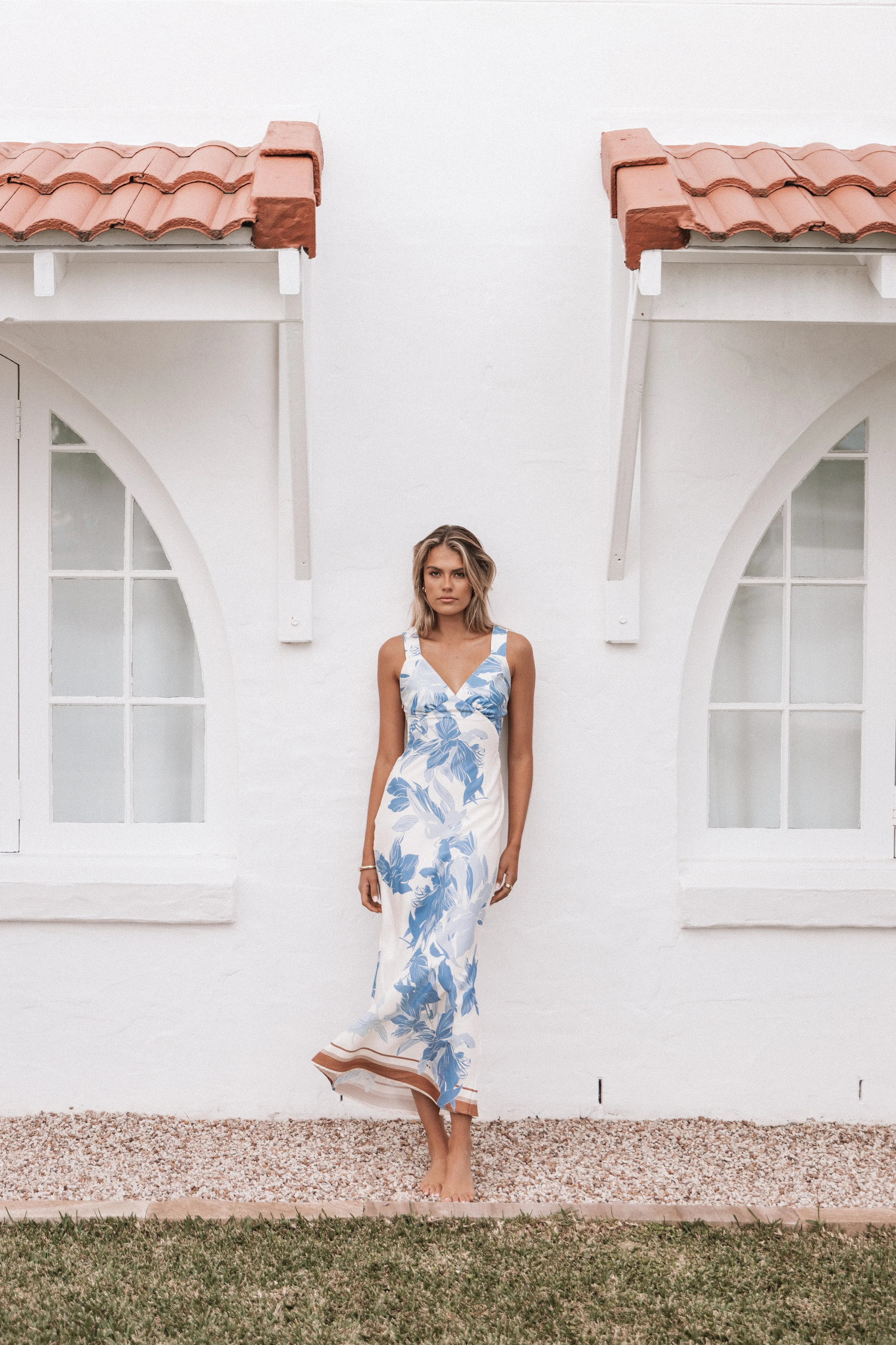 Lizza Maxi Dress - Pale Blue Print sold by Petal & Pup