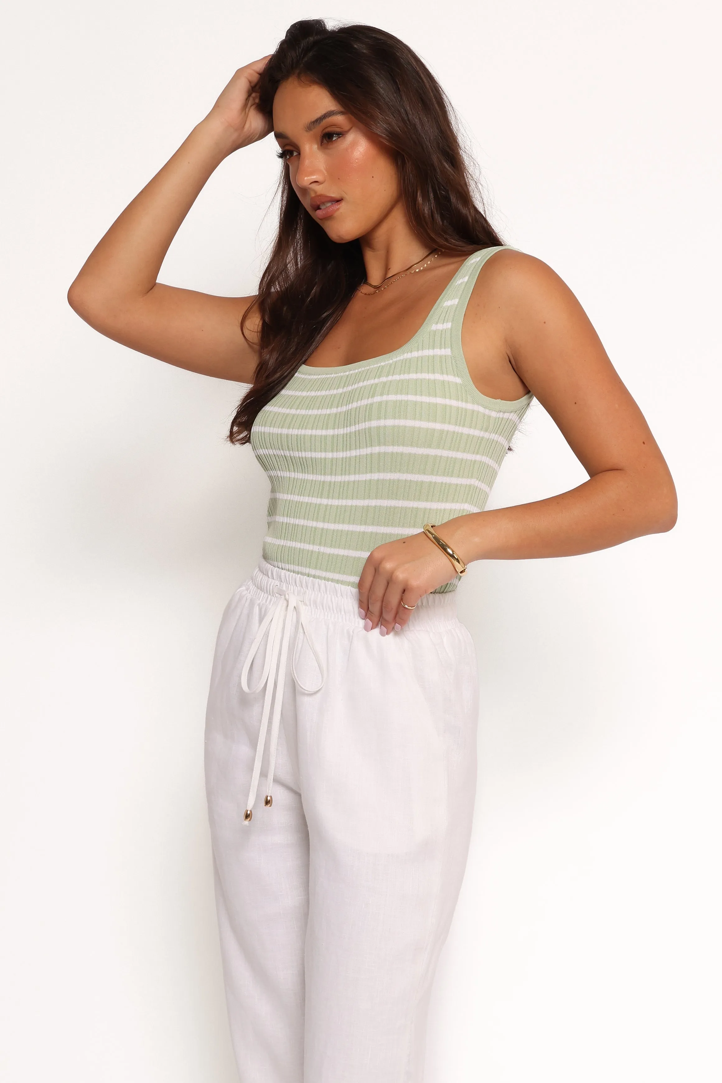 Milla Knit Top - Sage Stripe sold by Petal & Pup product image thumbnail 4