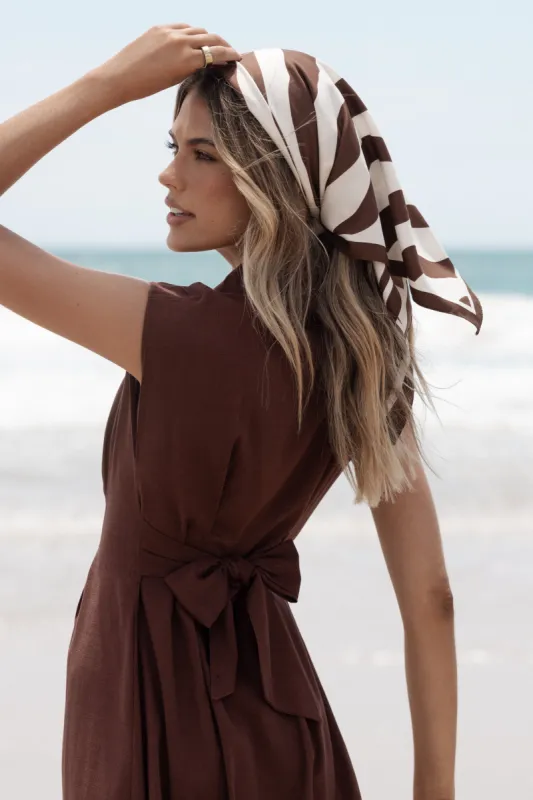 Lara Hair Scarf - Chocolate/White made by Petal & Pup