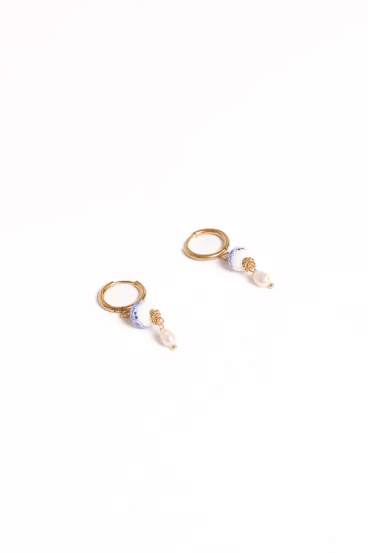 Bree Earrings - Blue/Pearl sold by Petal & Pup