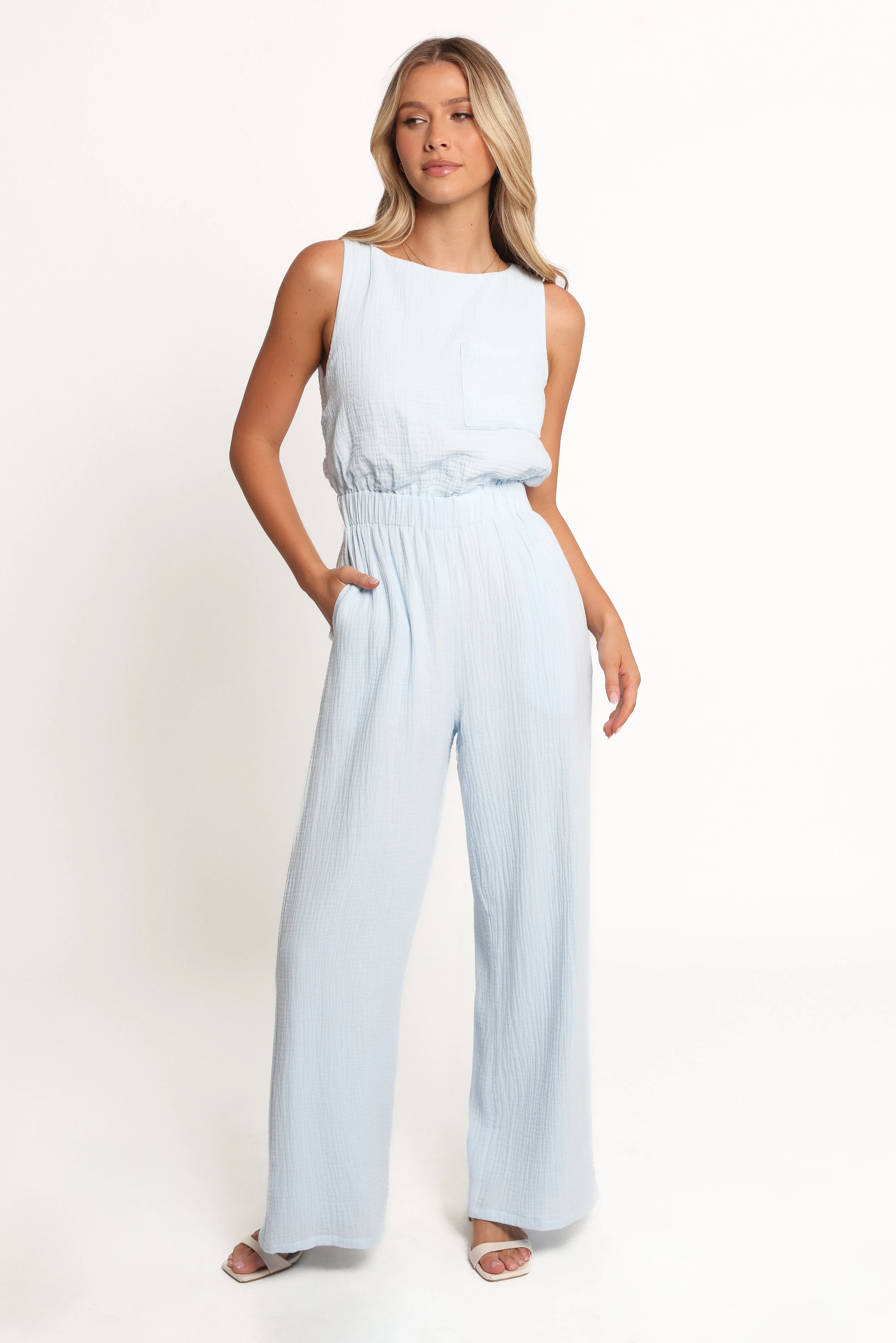 Brenna Cotton Jumpsuit - Pale Blue sold by Petal & Pup product image thumbnail 2
