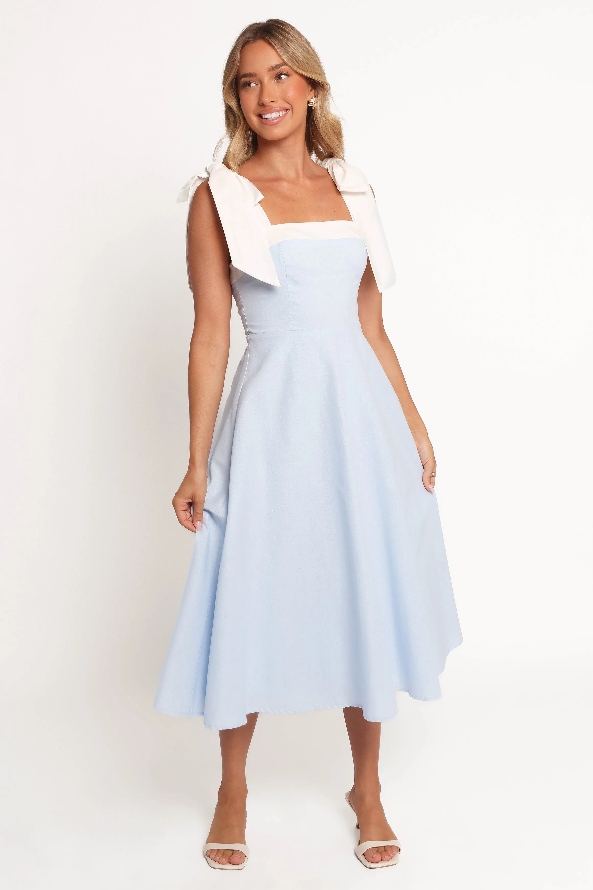 Olinda Midi Dress - Pale Blue/White sold by Petal & Pup product image thumbnail 2