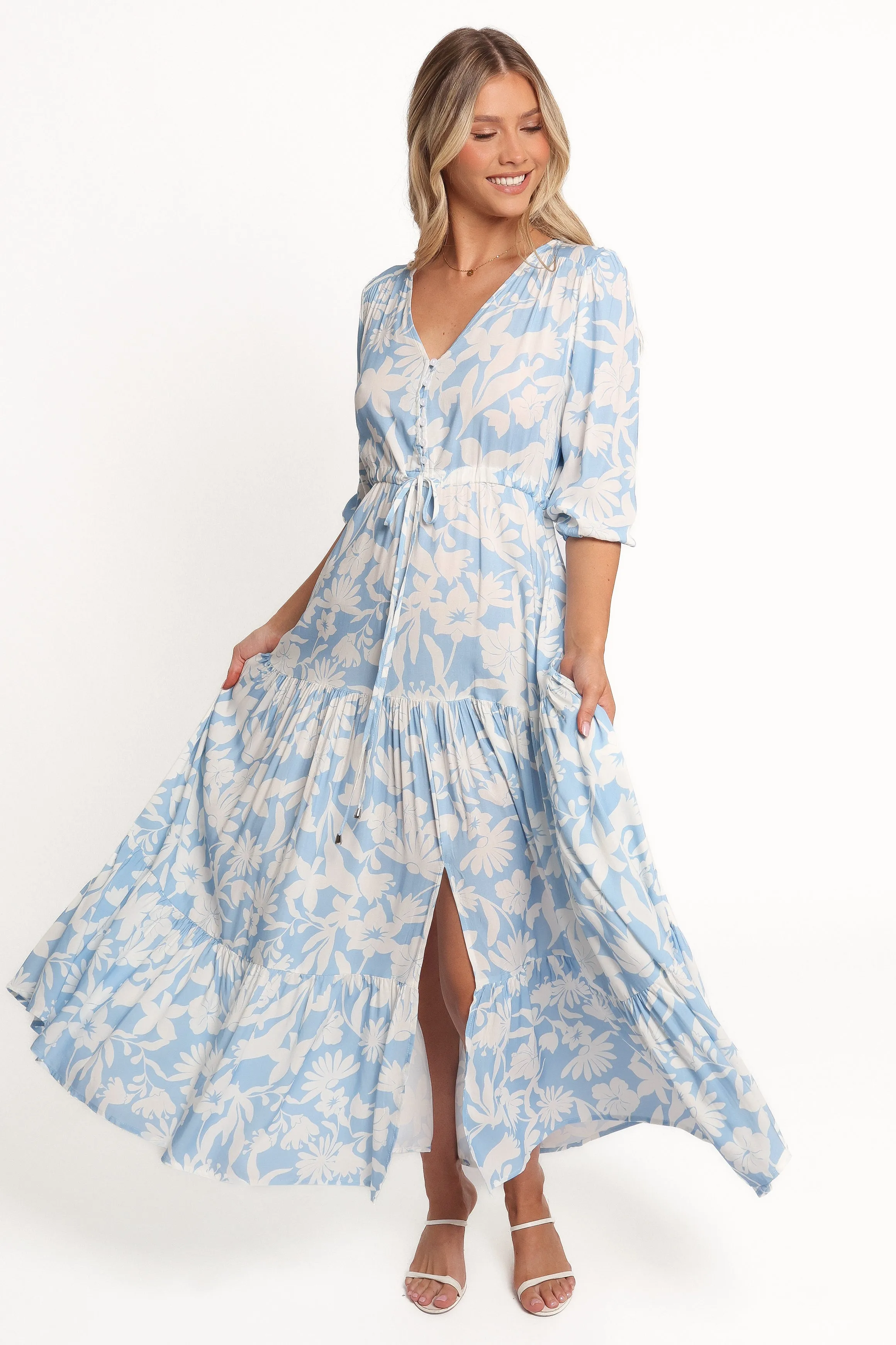 Kelda Dress - Blue Floral sold by Petal & Pup