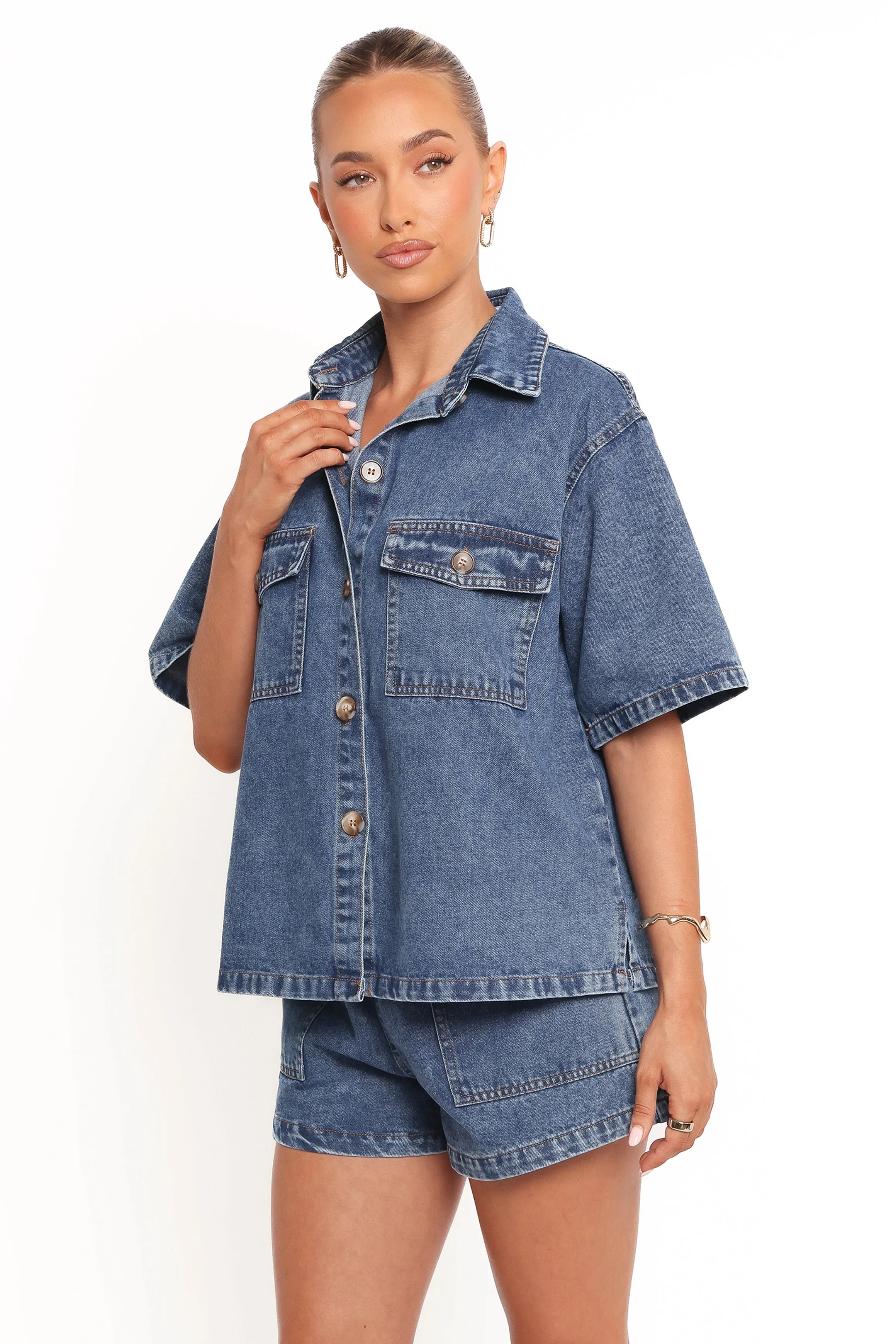 Noor Denim Short Set - Dark Blue sold by Petal & Pup product image thumbnail 3