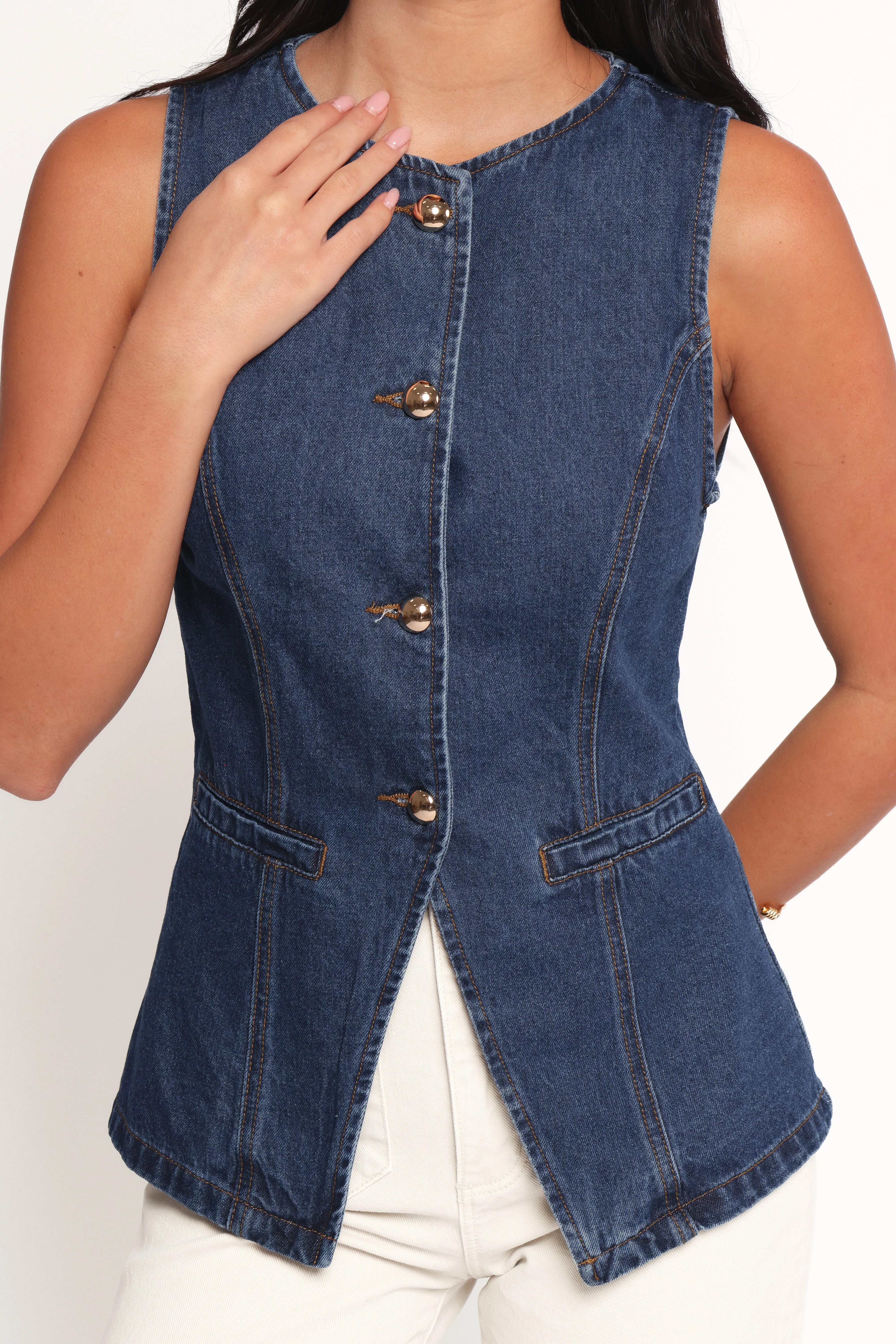 Nessa Denim Vest - Blue sold by Petal & Pup product image thumbnail 3