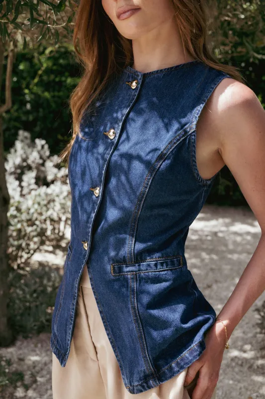 Nessa Denim Vest - Blue sold by Petal & Pup