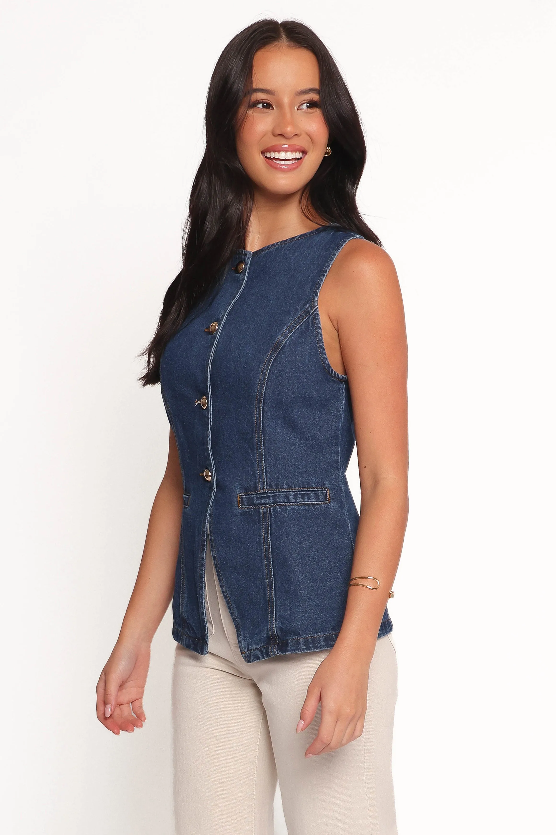 Nessa Denim Vest - Blue sold by Petal & Pup product image thumbnail 4