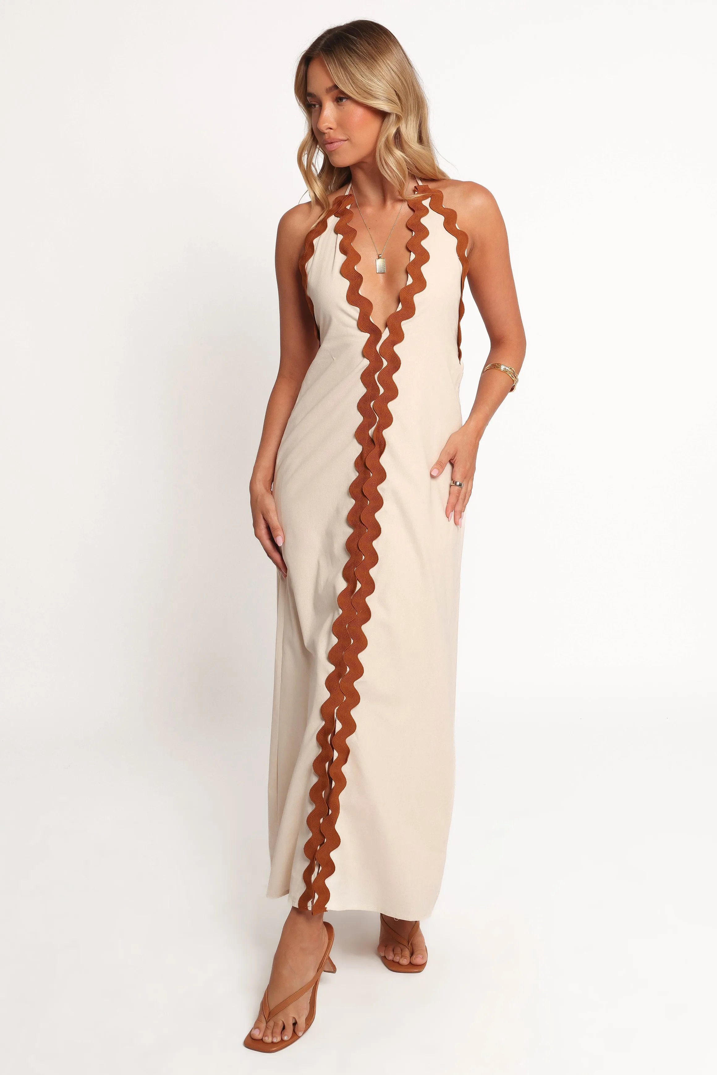 Quinley Maxi Dress - Brown/Cream sold by Petal & Pup