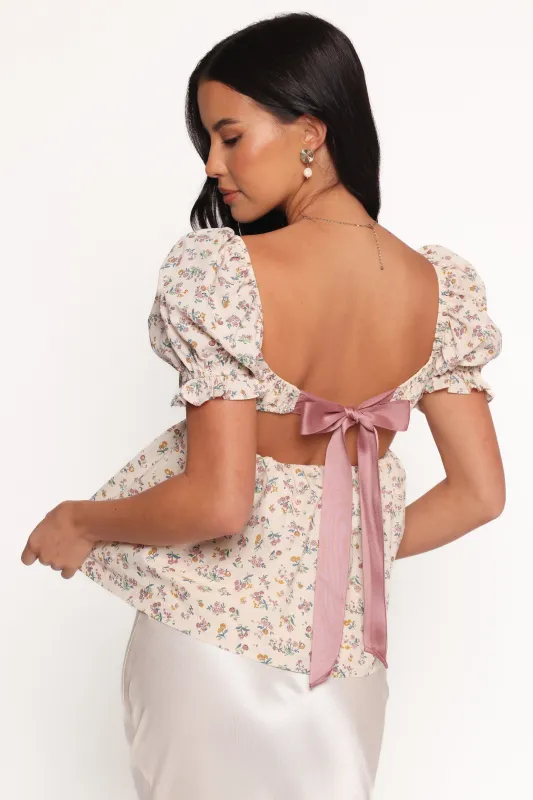 Rhiannon Bow Back Top - Cream Multi Floral sold by Petal & Pup
